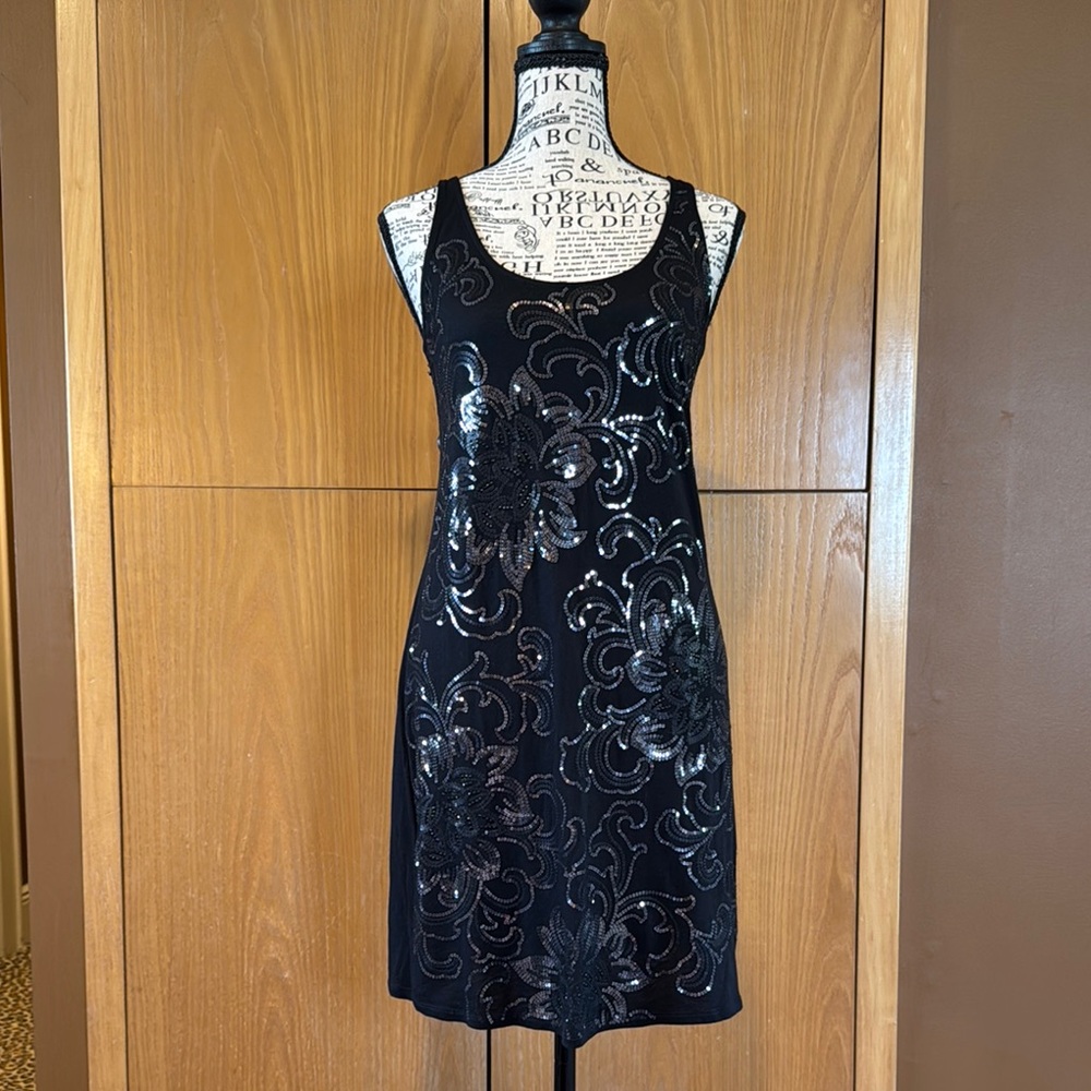 Express Black Sequin Sheath Mini Dress
